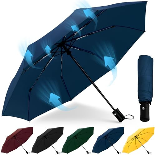 Regenschirm Sturmfest Automatik Regenschirm Groß mit 8 Rippen 106 cm/117cm Reise Windsicher Schirm Wasserdicht Umbrella Faltbar Kompakte Taschenschirm für Herren und Damen