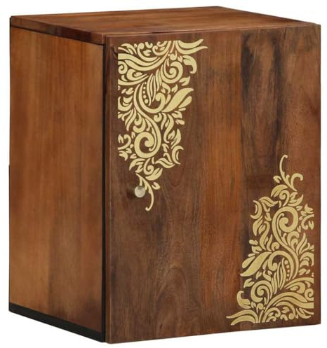 vidaXL Bathroom Wall Cabinet with Storage Honey brown 38 x 33 x 48 cm, Elegant Bathroom Cabinet, Rectangular Wall Storage, Mango Wood, Compact Organizer, Traditional Furniture, Flush Door Unit