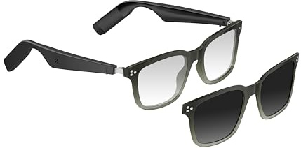 Lunettes Intelligentes avec haut-parleur Bluetooth, Lunettes de Soleil Polarisées Magnétiques avec Contrôle Tactile Protection UV, Audio HD, Télécommande Photo, Anti-Lumière Bleue (Vert bouteille)