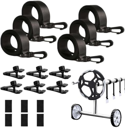 Générique Protective Straps for Swimming Pool Cover, Pool Winder, Fixing Strips & Clips, Pool Accessories Attachment Set for Solar Cover Reel