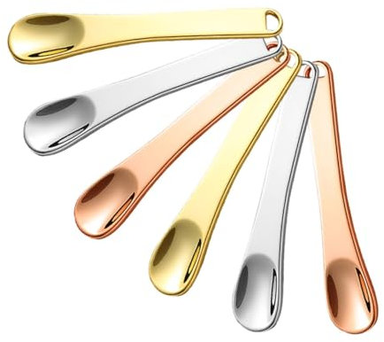 HEALLILY 6 Stück Gesichtsmaske Eye Cream Löffel Make-up-Cremeschaufel Augencreme-Kosmetiklöffel Gesichtscreme Hautpflege- Mini-Spatel für Make-up Zinklegierung