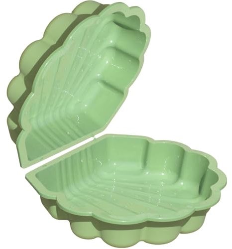 Wassermuschel Sandmuschel Sandkasten 2-teilig aus Kunststoff Muschel mit Deckel (pastellgrün mit Seesterne)
