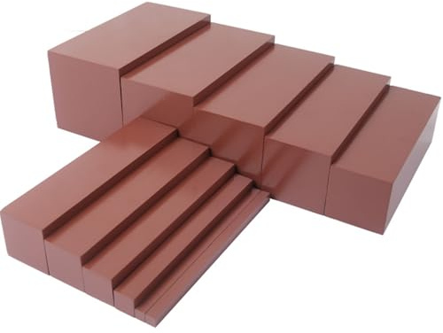 sszxmy Blocchi Sensoriali di Legno Montessori Scala Marrone, Giocattolo di Addestramento alla Percezione per Bambini Piccoli,Model b