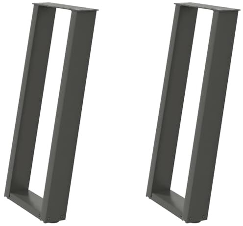 Keeushr Konsolentischbeine U-Form 2 STK. Anthrazit 38x72-73 cm Stahl mit Nivellierfüßen, pulverbeschichtete Metalltischbeine für schwere Tischplatten, verstellbare Füße für Stabilität