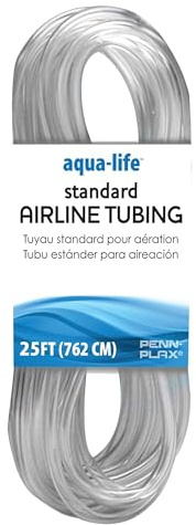 Penn-Plax Aqua-Life Standard Airline Tubing - 3/16 Inch Flexible Airline Hose for Aquarium Pumps, Fish Tank Line for Air Stones & Filters - Safe for Freshwater & Saltwater - 25 ft Long, Clear