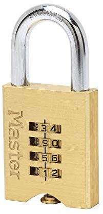 Master Lock Cadenas haute sécurité en laiton massif, avec combinaison à code programmable, largeur 51 mm 651EURD Or