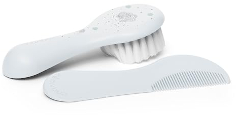 Suavinex Cepillo y Peine para Bebés, Ideal Recién Nacidos, Cepillo de Fibras Pobladas y Suaves, Peine con Cantos Redondeados, Sin Tirones, Respeta el Cuero Cabelludo, Verde