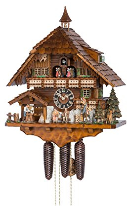 Kuckucksuhr 8-Tages-Uhrwerk Chalet-Stil 57cm von Hönes - Original aus dem Schwarzwald