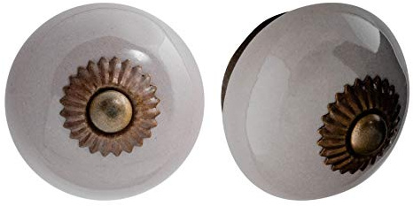 Nicola Spring Ceramic Cupboard Drawer Handle Knobs - Grey - Pack of 6