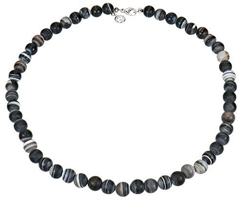 Sogni d'oro Silberzeit Damen-Collier Sterling-Silber 925 rhodiniert Botswana-Achat 210ct 45-47cm schwarz/grau