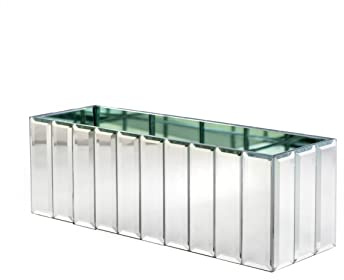 Serene Spaces Living Low Gatsby Spiegelstreifen-Vase, inspiriert von Great Gatsby, Luxus-Glasvase mit abgeschrägten Kanten, für Heimdekoration, Veranstaltungsaufsätze, 30,5 cm L x 10,2 cm B x 10,2 cm