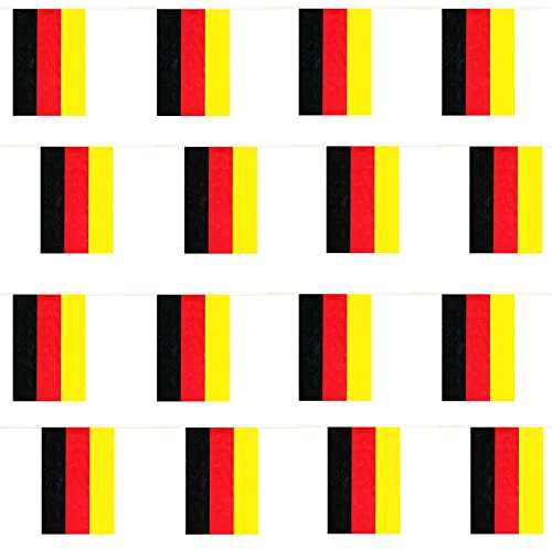 Wimpelkette mit Deutschland-Flagge, 30m, internationale Flagge, 20x30cm, für Sport-Fans, für drinnen und draußen, Dekoration für jedes Wetter auf der ganzen Welt, Euro-Wimpelkette