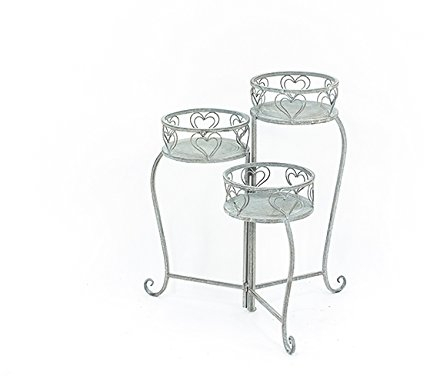 Pflanztreppe Herz Metall grau H62,B55,T40cm