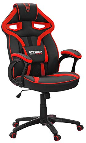 Woxter Stinger Station Alien Red - Silla Gaming Oficina (Gamer, Eje Acero, Levantamiento por pistón, Tela Transpirable, Ergonómica, Reposabrazos, Altura Ajustable)
