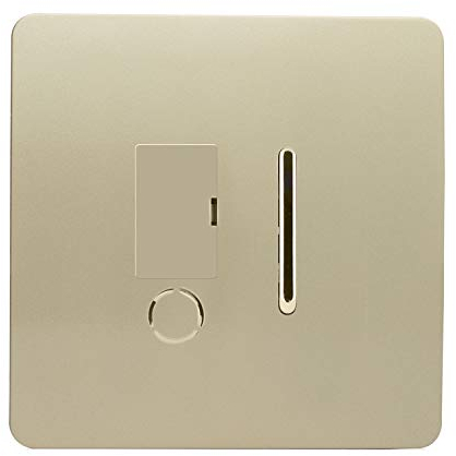 Trendi Switch Screwless Artistic Modern Glossy Tactile 230V Switched 13 A Single Fused Spur Connection Unit w/Flex Outlet Chrome Rocker in Chamagne Gold - ART-FSGO