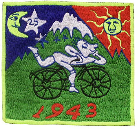 ImZauberwald Bicycle Day Patch (~9cm patch, Schwarzlicht aktiv) LSD vintage Aufnäher Goa Trance Albert Hofmann Fahrrad Kult Trip