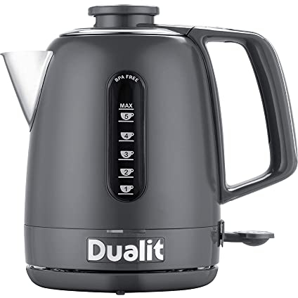 Dualit Domus Kettle | 1.5 L 3KW Jug Kettle | Grey | Dual Measuring Windows | Fast Boiling Kettle With Patented Sure Pour™ Technology | BPA Free Electric Kettles