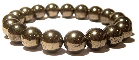 Jaipur Gems Mart Natürliche AAA Goldene Pyrit-Armband Stretch-Armband | 7-7,5? Länge Goldene Pyrit-Armband Edelstein-Armband | Unisex-Armband | 8mm runde Form Perlen | Männer Perlen Armband
