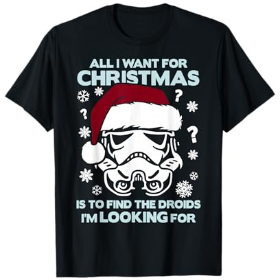 Star Wars Trooper Find The Droids For Christmas Text Short Sleeve T-Shirt