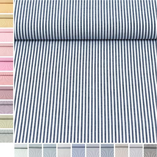 MAGAM-Stoffe Mona Streifen Kinder Baumwollstoff Oeko-Tex Meterware 50cm (17. Dunkelblau)