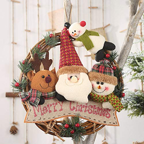 ITODA Weihnachten Kranz Dekoration Weihnachtskranz Schneemann Weihnachtsdeko Elch Weihnachtsgirlande Tür Wand Weihnachtsdekoration Fenster Adventskranz Türkranz Hängedeko Wohnzimmer Kinderzimmer