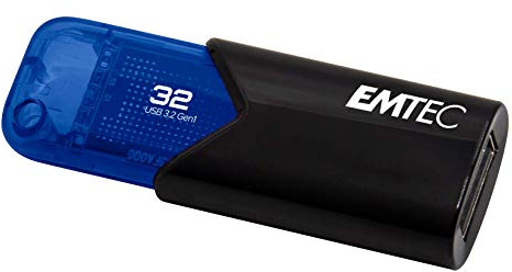 EMTEC - Clé USB Gamme B110 Click Easy 3.2, 32Go - Flash Drive Compatibilité Universelle - Très Rapide - Lecture 20Mo/s et Écriture 10Mo/s - Éco-Design - Bleu