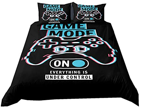 Gamepad Bettwäsche-Set Videospiel-Controller Kreative Design Reißverschluss Bettbezug Herbst Winter Mikrofaser Bett Tagesdecke Für Jungen Teens Spieleliebhaber (Muster 4, 135 x 200 cm)