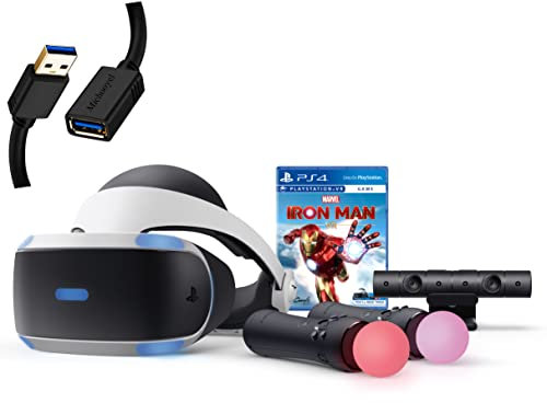 Sony PlayStation VR Marvel's Iron Man VR Bundle: PlayStation VR Headset, Camera, 2 Move Motion Controllers, Marvel's Iron Man VR Digital Code for PS4 PS5 - Michooyel USB_Extension_Cable