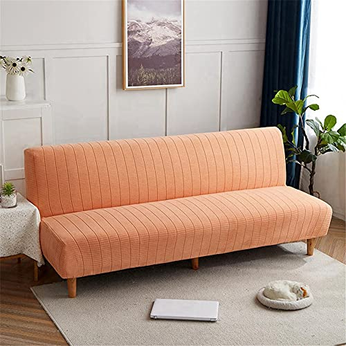 Hiseng Sofabezug 3 Sitzer Ohne Armlehne, Moderner Druck Clic Clac Sofahusse Stretch Schutzhülle Protector Bettcouch Schonbezug Couch überzug Sofabettüberzug (Orange,L: 190-210cm)