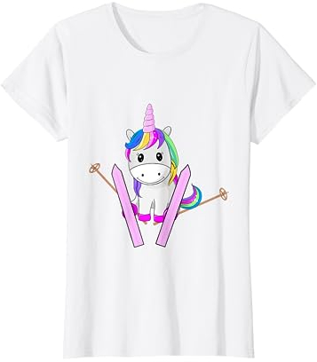 Lustiges Einhorn beim Ski fahren T-Shirt