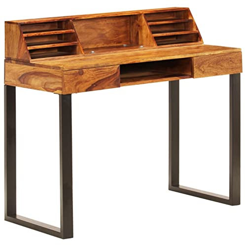 MOONAIRY Schreibtisch; Computertisch, Bürotisch, Pc Tisch, Arbeitstisch Büro, Gaming Desk, Computer Tisch, 110 x 50 x 94 cm Massivholz und Stahl
