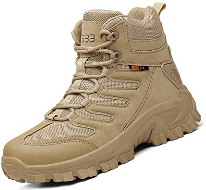 IYVW AS33 707 Stivaletti di Pizzo Moda Uomo Tattiche da Combattimento Scarpe Antinfortunistiche Militari Resistenti all'Usura Giallo deserto 42 EU