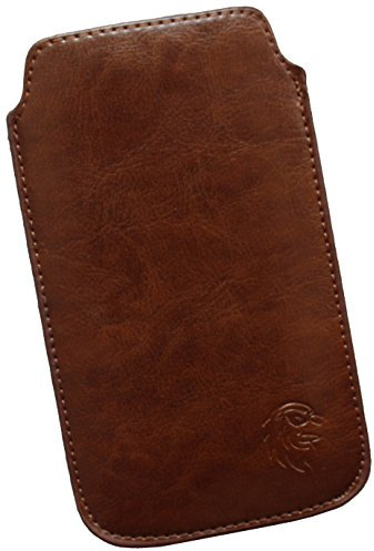 Davii Schutztasche für Huawei P30 / P40, Einsteck Etui Hülle Lasche ziehen, Einschub Etui, innen weich Adler Standard LE Braun