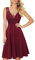 HOMEYEE Damen Vintage V-Ausschnitt Ärmel Blumen Spitze Rockabilly Swing Cocktailkleid A288 (L, Burgundy)