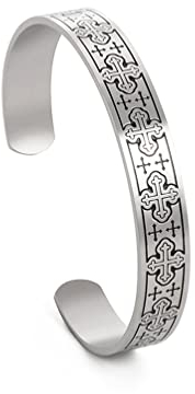 UNIFT Keltisches Knoten-Armband Für Damen Herren Edelstahl Kreuz Triquetra Keltisches Offenes Vintage Manschette Armreif Wikinger Nordischen Amulett Schmuck (Vortex keltischer Knoten - Silber)