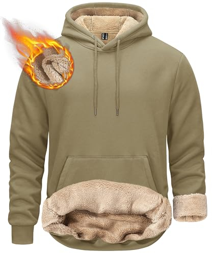 KEFITEVD Herren Kapuzenpullover Sweatshirts für Männer Sportliches Training Sweatshirt Herren Fleece Pullover Hoodie Sherpa gefütterte Wintermäntel