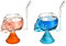 SUREH Lot de 2 gobelets en verre amusants avec motif tête de mort - 200 ml - Avec paille - Pour scotch, whisky, boissons mélangées, cadeaux d'Halloween
