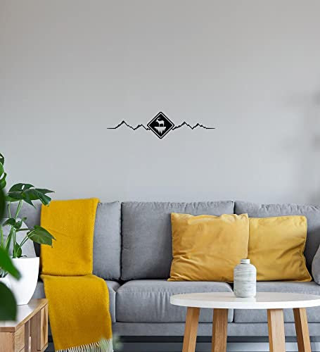 Steinbock in den Bergen Wandtattoo Schwarz Aufkleber 130 x 33 cm