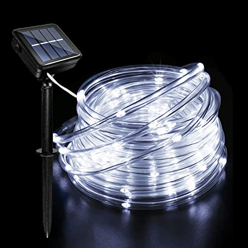 Acxilexy Solar Lichterkette, 12 M 100 LEDs Wasserdicht Flexible Solar Lichtschlauch, LED Schlauch Lichterkette PVC Rope mit 8 Beleuchtungsmodi für Aussen, Innen, Party und Weihnachten Deko