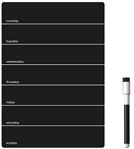 TMS A4 Magnetic Weekly Planner and Dry Wipe Pens, Small Fridge Magnet Whiteboard - Use as Calendar or Dry Erase Meal Planner for Kitchen, Office Notepad or Family Chore Chart