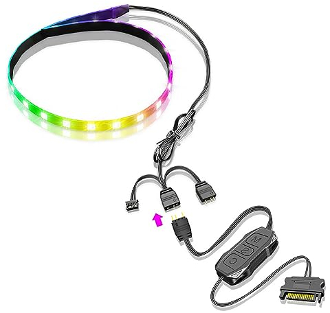 RGB-PC-LED-Lichtleiste, Magnetischer 5 V ARGB Aura Sync, Anpassbarer PC-Gehäuse-LED-Streifen, Motherboard-Computergehäuse-DIY-Beleuchtung, 15,7 Zoll,