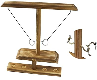 Vokowin Hook and Ring Toss Games (40 * 34cm), Handheld Board Games with Shot Ladder, Wooden Fast-Paced Interactive Home Party Friend Gift (K276-1)