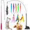 GOHHME 12pcs Katzenspielzeug Spielzeug Federn, Katzenspielzeug Angel Spielzeug mit 1 Stück Katzenstäbe 9 STK Feder Ersatz mit Glocken 1 Stück Katzenstab für Trottel und 1 Saugnäpfe für Kätzchen