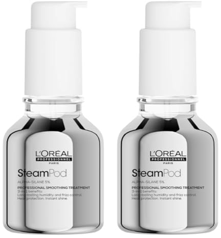 L'Oréal Professionnel - Lot de 2 - Soin Lissant Concentré SteamPod, Thermoprotecteur & Haute Résistance contre l'Humidité, Anti-Frisottis, Formule Anhydre Brevetée, Compatible avec Tout Lisseur, 50ml