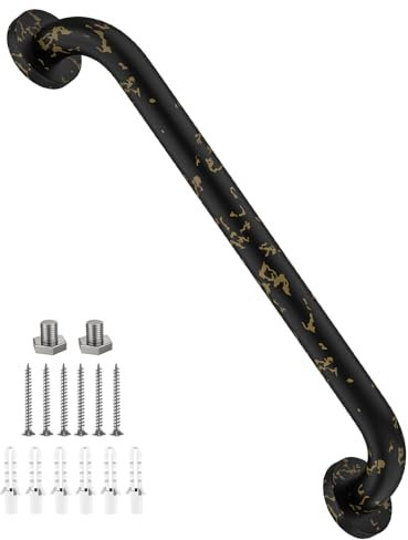 Black Gold Marble Shower Grab Bar 20 Inch-1.25“ Diameter, Zepolu Stainless Steel Safety Bar Wall Mount bath grab bar, Bathroom Balance Handrail Shower Support Assist Handle for Elderly Senior Handicap