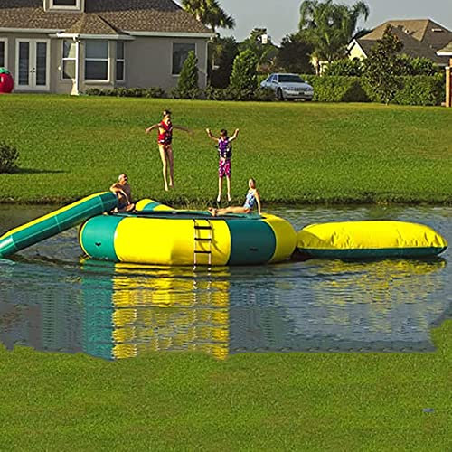 Trampolín acuático Inflable al Aire Libre con Tubo de tobogán y Bolsa de Almohada de Buceo Plataforma de Salto de trampolín Parque acuático de trampolín acuático para Adultos y niñ