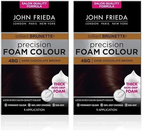 John Frieda Precision Foam Colour 4Bg, Salon Finish Hair Dye, 100 Percent Grey Coverage, Dark Chocolate Brown, 1 Count (Pack Of 2)