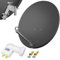 80cm Spiegel Schüssel Stahl + Logisat Twin LNB | 2 Teilnehmer SAT Anlage HD Digital Set anthrazit | DVB-S/S2 Full HDTV 3D 4K Ultra HD UHD Empfang