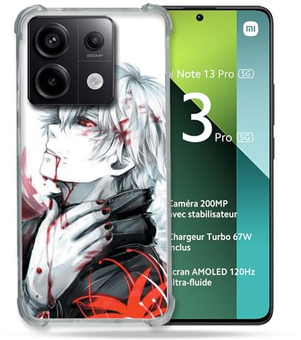 Cokitec Schutzhülle für Xiaomi Redmi Note 13 Pro 5G, Manga Tokyo Ghoul Kaneki, Weiß