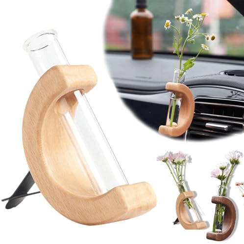 YXRRVING Auto-Vasen-Clip, Auto-Charm-Blumenvasen-Halter, Glasröhre für frische Pflanzen, Mini-Glas-Auto-Blumenvasen-Clip für Lüftungsschlitze, Auto-Klimaanlagen-Auslass, Auto-Lüftungsschlitz,